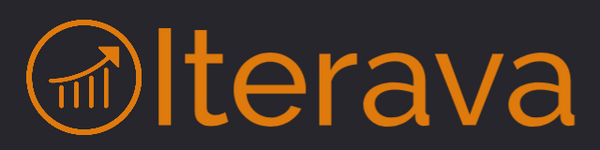 The Interava brand logo in orange, featuring a bar chart with an upward-trending arrow inside a circle, set against a dark charcoal gray background.